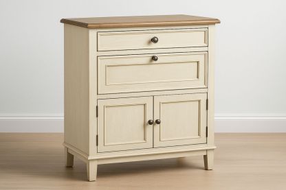 Holz Kommode mit Schubladen und Türen Beige/Braun