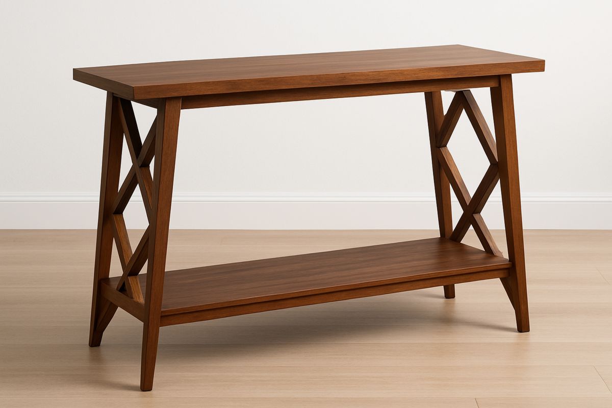 Konsolentisch Holz rechteckig mit Regal 120x40x75cm Braun