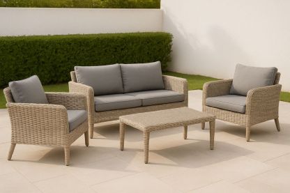 Gartenmöbel-Set Kunststoff Rattan 4-teilig Beige/Grau