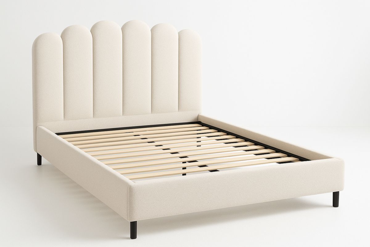 Stoffbett Holzlattenrost Beige 200x180 cm