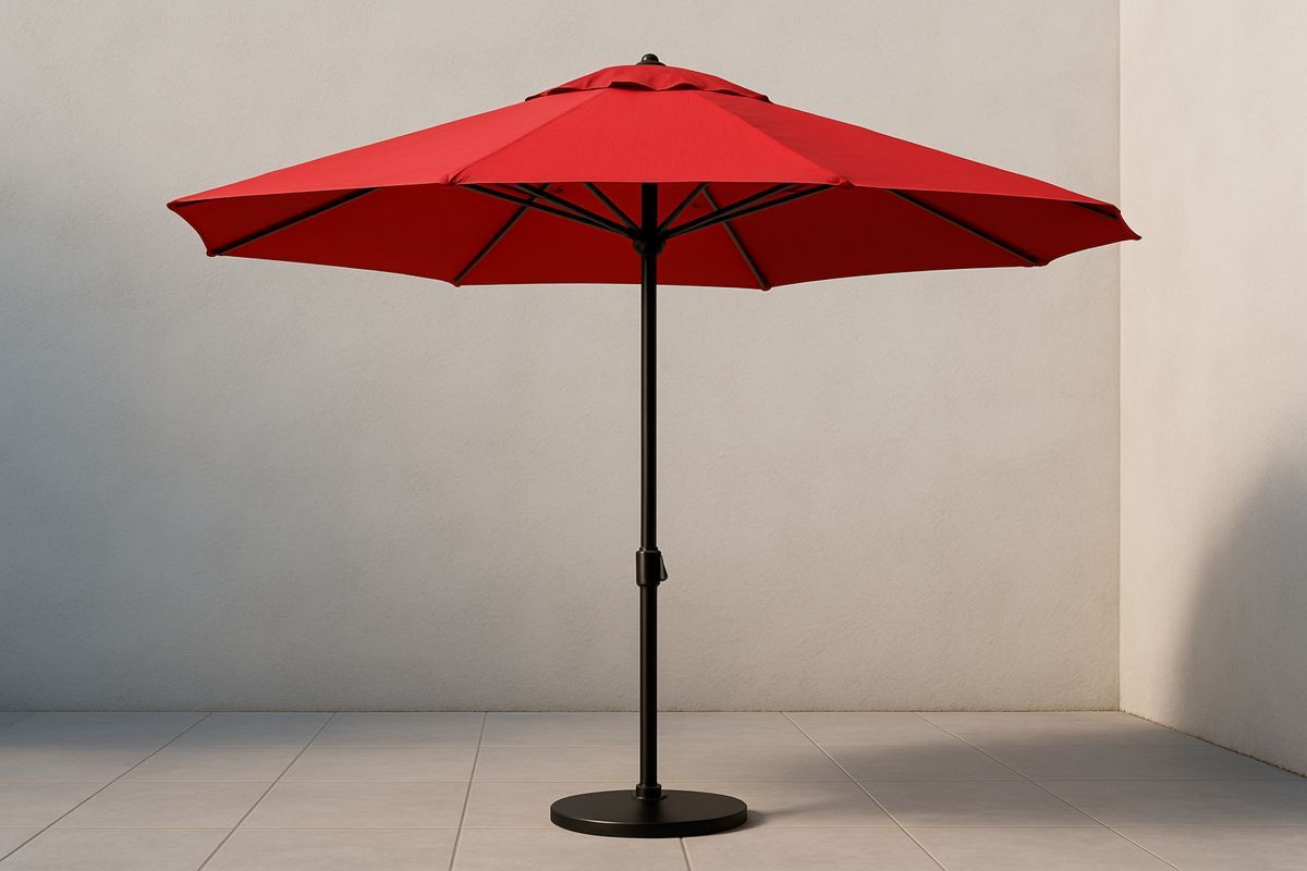 Gartenschirm Stoff Rot Rund Ø300cm Höhe 250cm