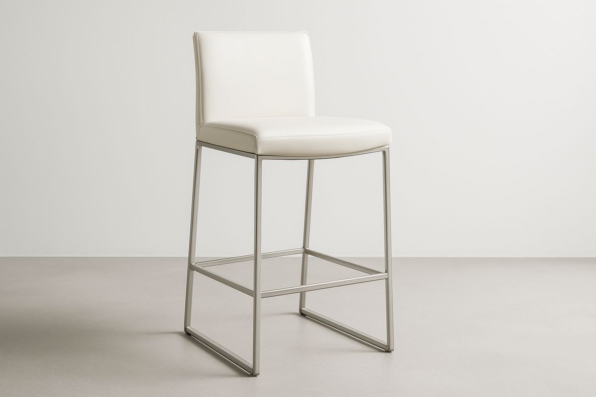 Barhocker Metallstruktur Kunstleder Weiss 104cm