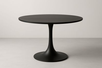 Runder Esstisch Holzfurnier Aluminium Schwarz 120 cm Durchmesser