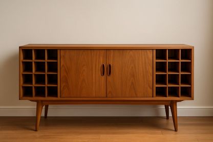 Holz Weinschrank mit Regalfächer und Mitteltüren in Mittelbraun