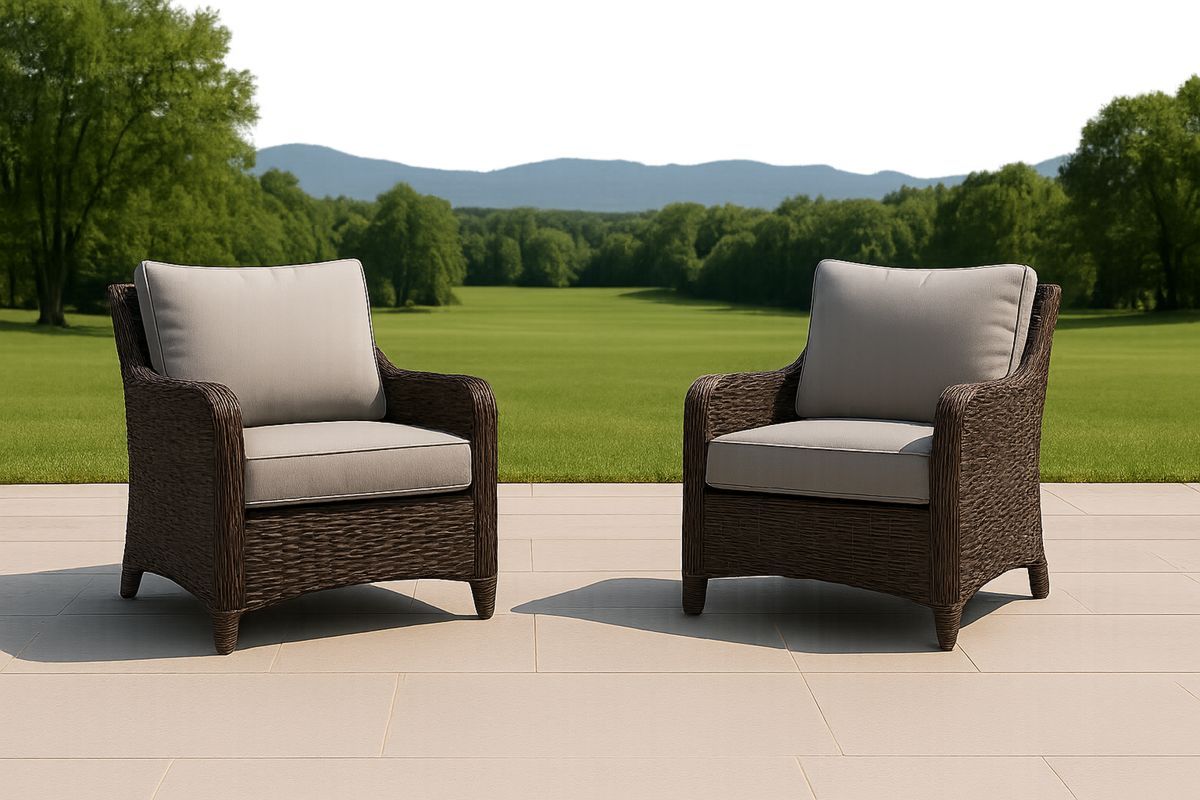 Outdoor Stuhl Set Rattan mit Kissen Grau 70x75x85cm