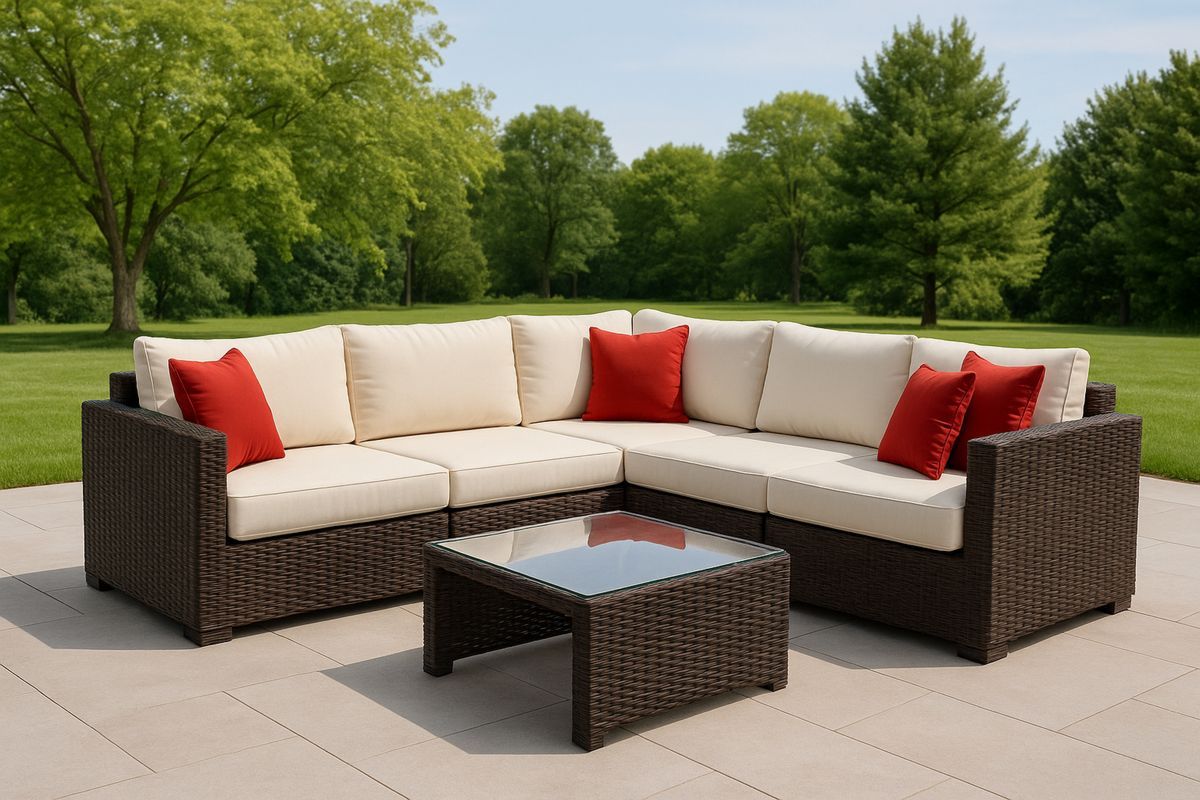 Gartenmöbel Ecksofa Polyethylenrattan Glas Tisch