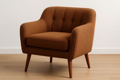 Brauner Sessel aus Polyester mit Holzbeinen 80x80x85cm