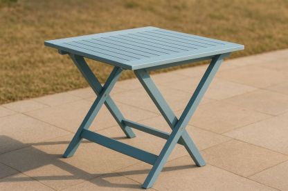 Blauer Klappbarer Holztisch für Außenbereich 70x70 cm
