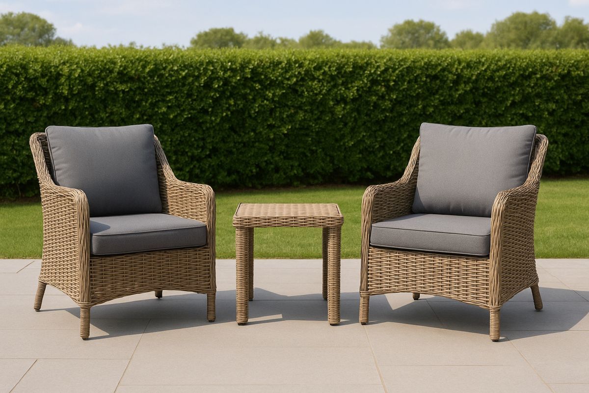 Polyrattan Gartenmöbel-Set mit Sessel und Tisch Grau