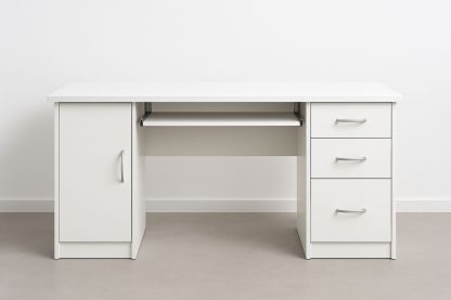 Weisser MDF-Schreibtisch mit Schubladen und Tür 140x60x75 cm