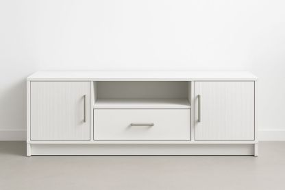 TV-Möbel Holz 150cm Weiss mit Schublade und Türen