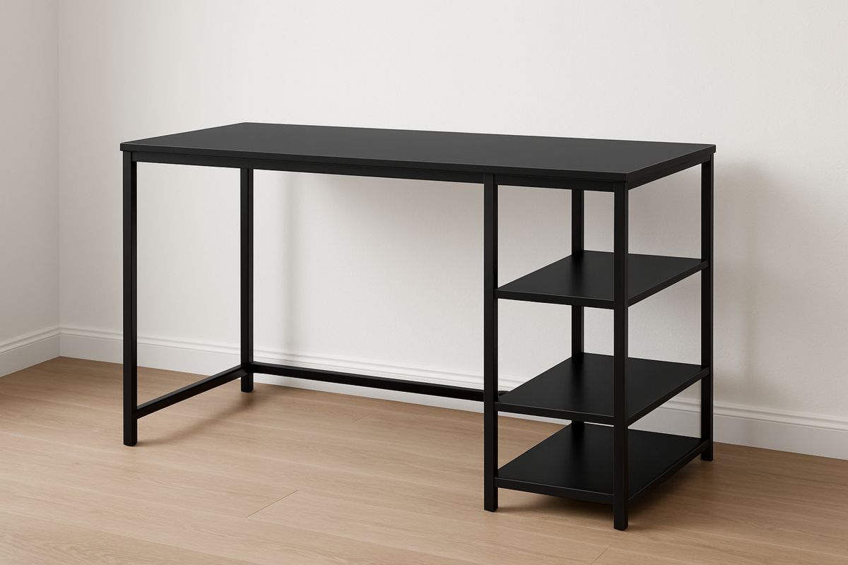 Schreibtisch aus Metall mit Regalen Schwarz 120cm x 60cm x 75cm