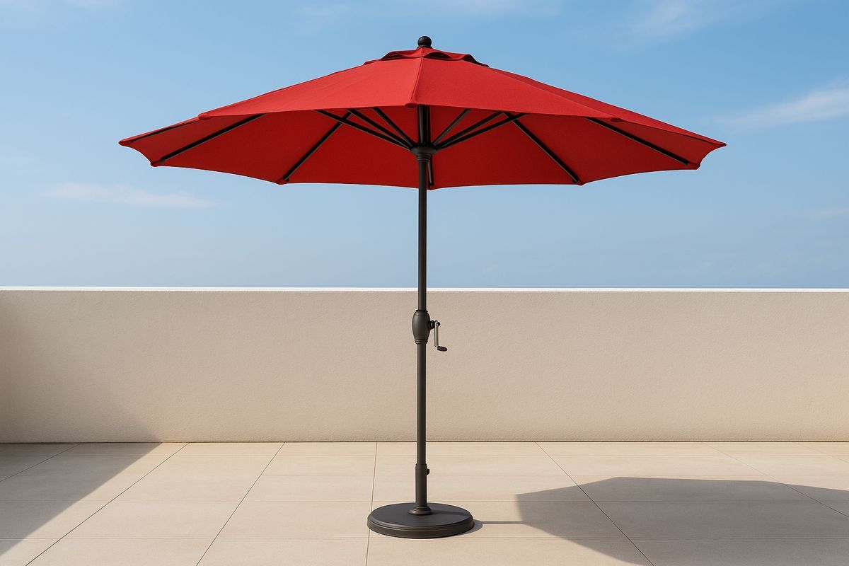 Roter Gartensonnenschirm 300cm Polyester Kurbelmechanismus Stahl