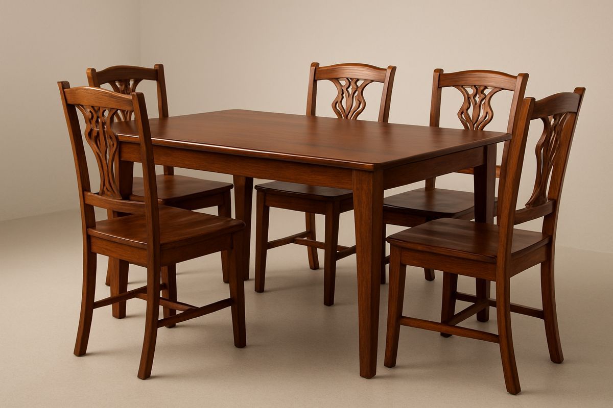 Esszimmertisch Set aus Holz Braun mit 5 Stühlen