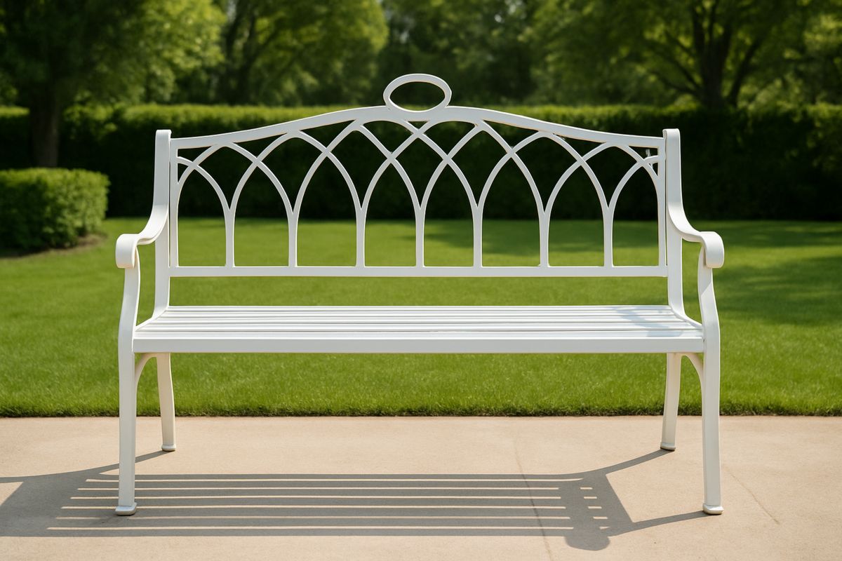 Gartenbank aus Metall Weiß 120 cm x 62 cm x 80 cm