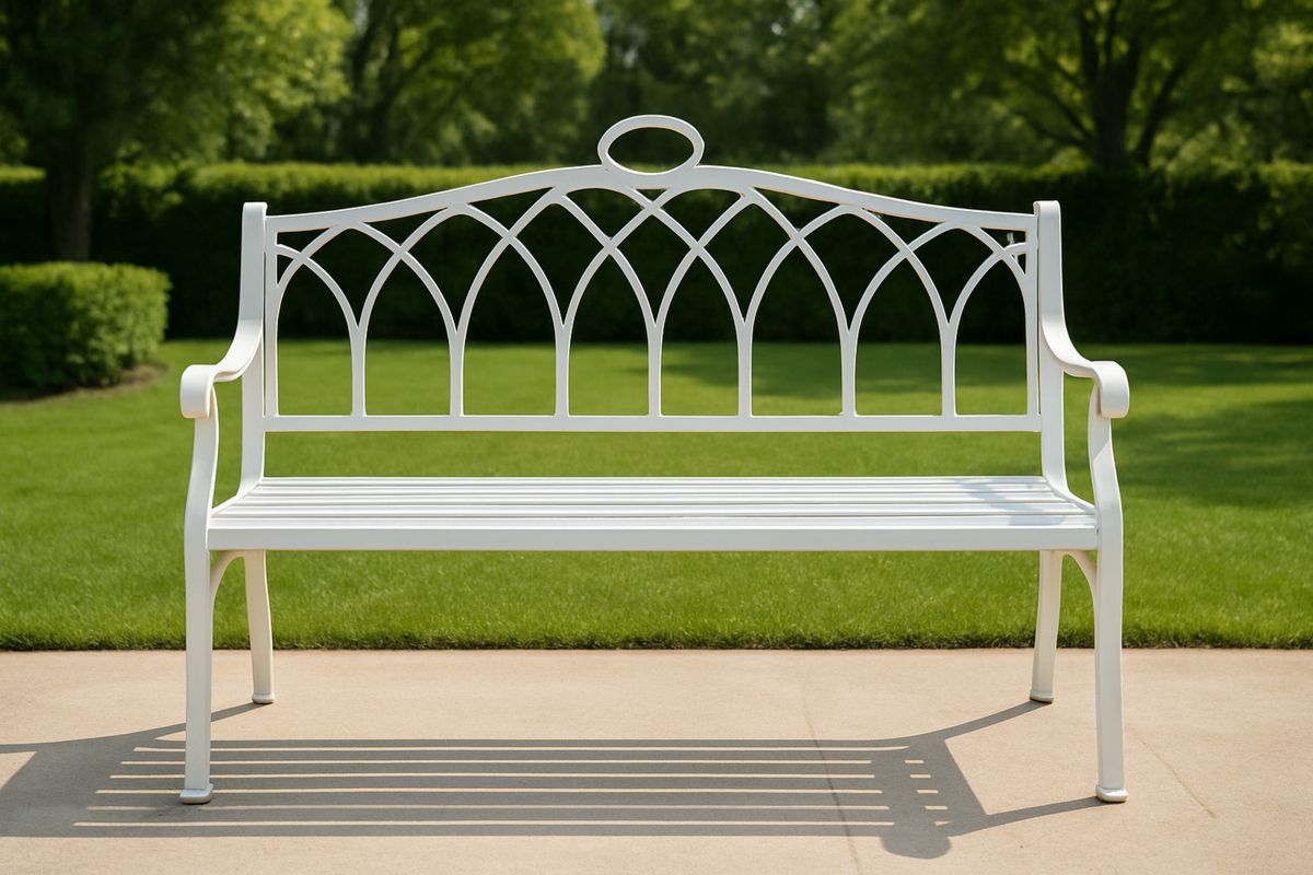 Gartenbank aus Metall Weiß 120 cm x 62 cm x 80 cm