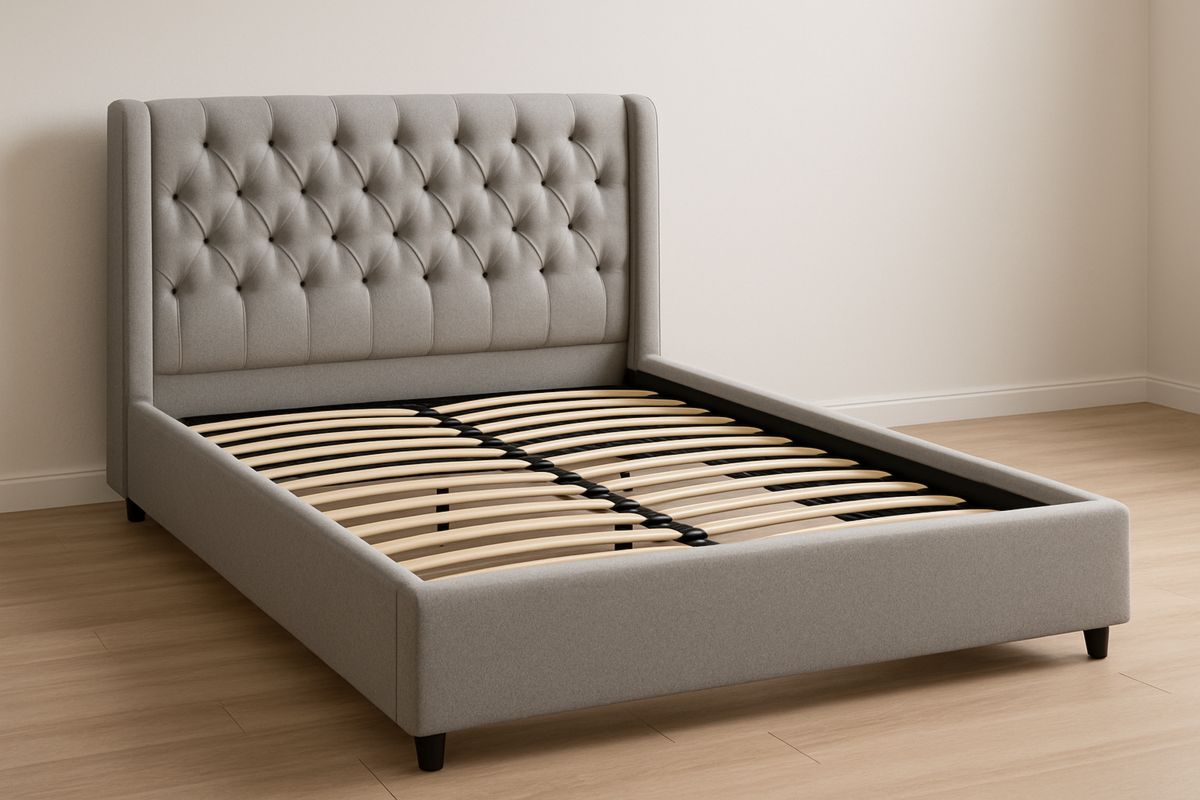 Polsterbett aus Polyester mit Holzrahmen 200x160cm Hellgrau