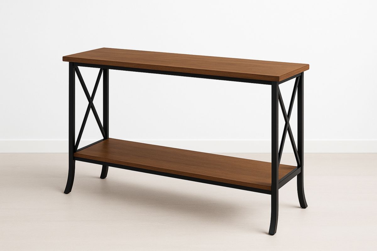 Holzmetall Beistelltisch rechteckig 120x40x75cm braun/schwarz