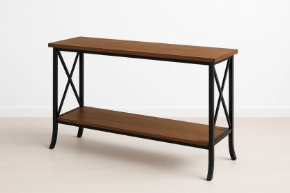 Holzmetall Beistelltisch rechteckig 120x40x75cm braun/schwarz