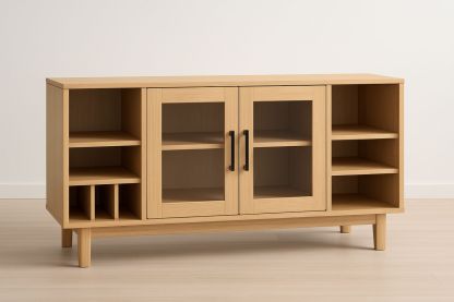 Sideboard Eiche MDF mit Glastüren 150x40x75cm