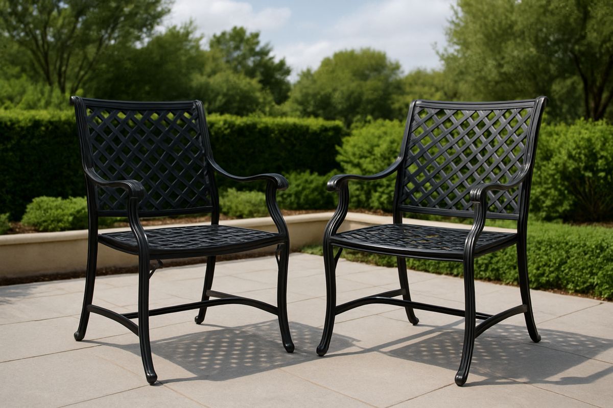 Outdoor-Stuhl Set Metall Schwarz