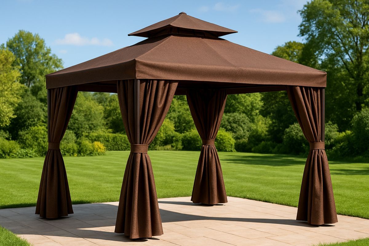 Gartenzelt Pavillon 300 cm x 400 cm Metallrahmen Braun