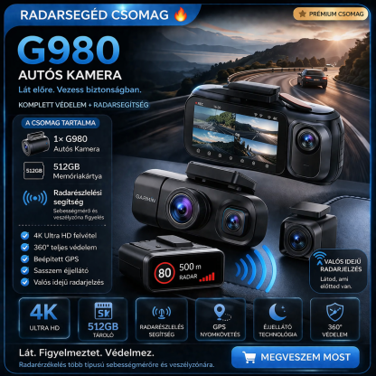 G980 Autós Kamera – 4 Kamerás 360° Védelem, 4K Ultra HD Rögzítés