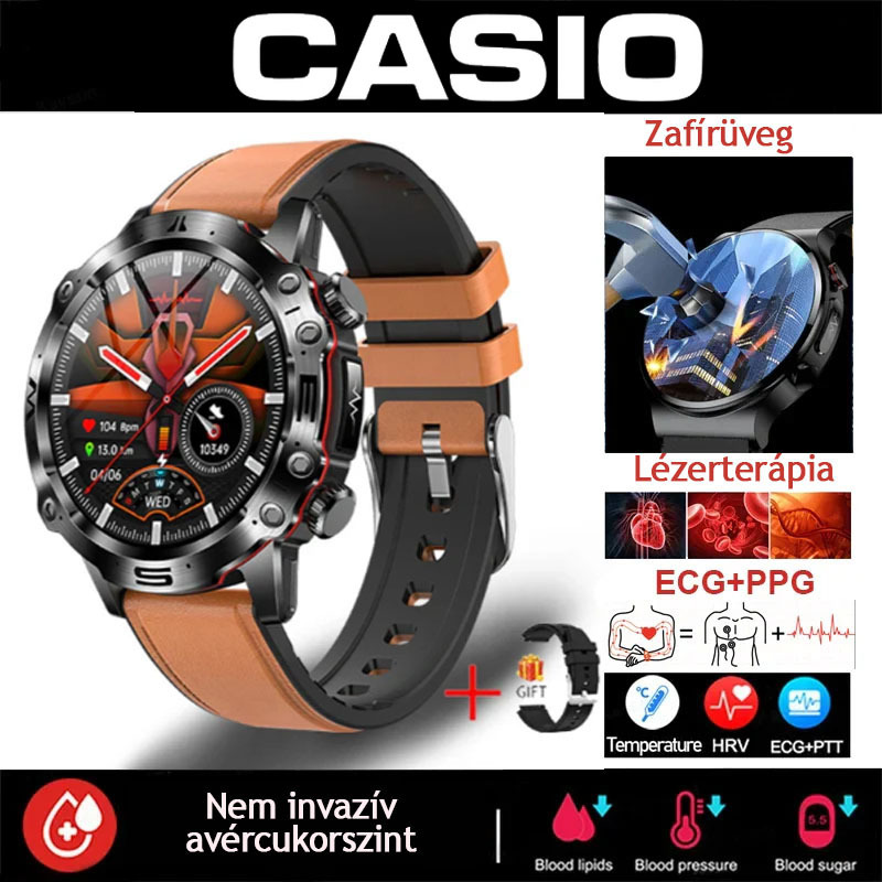 CASIO™AI ORVOSI DIAGNOSZTIKÁS OKOSÓRA - 2025 ÚJ VÉRLIPIDEK, HÚGYSAV, VÉRGLUKOZ SZINT - EKG+PPG FITNESZKÖVETŐ