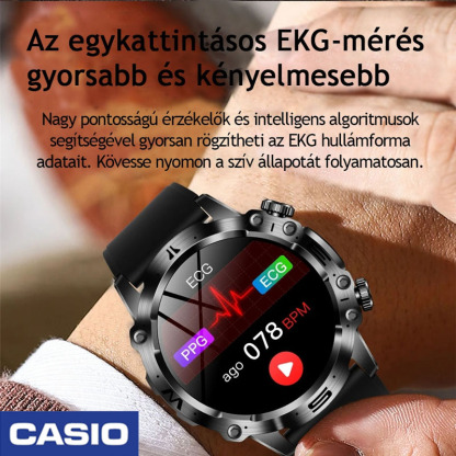 CASIO™AI ORVOSI DIAGNOSZTIKÁS OKOSÓRA - 2025 ÚJ VÉRLIPIDEK, HÚGYSAV, VÉRGLUKOZ SZINT - EKG+PPG FITNESZKÖVETŐ