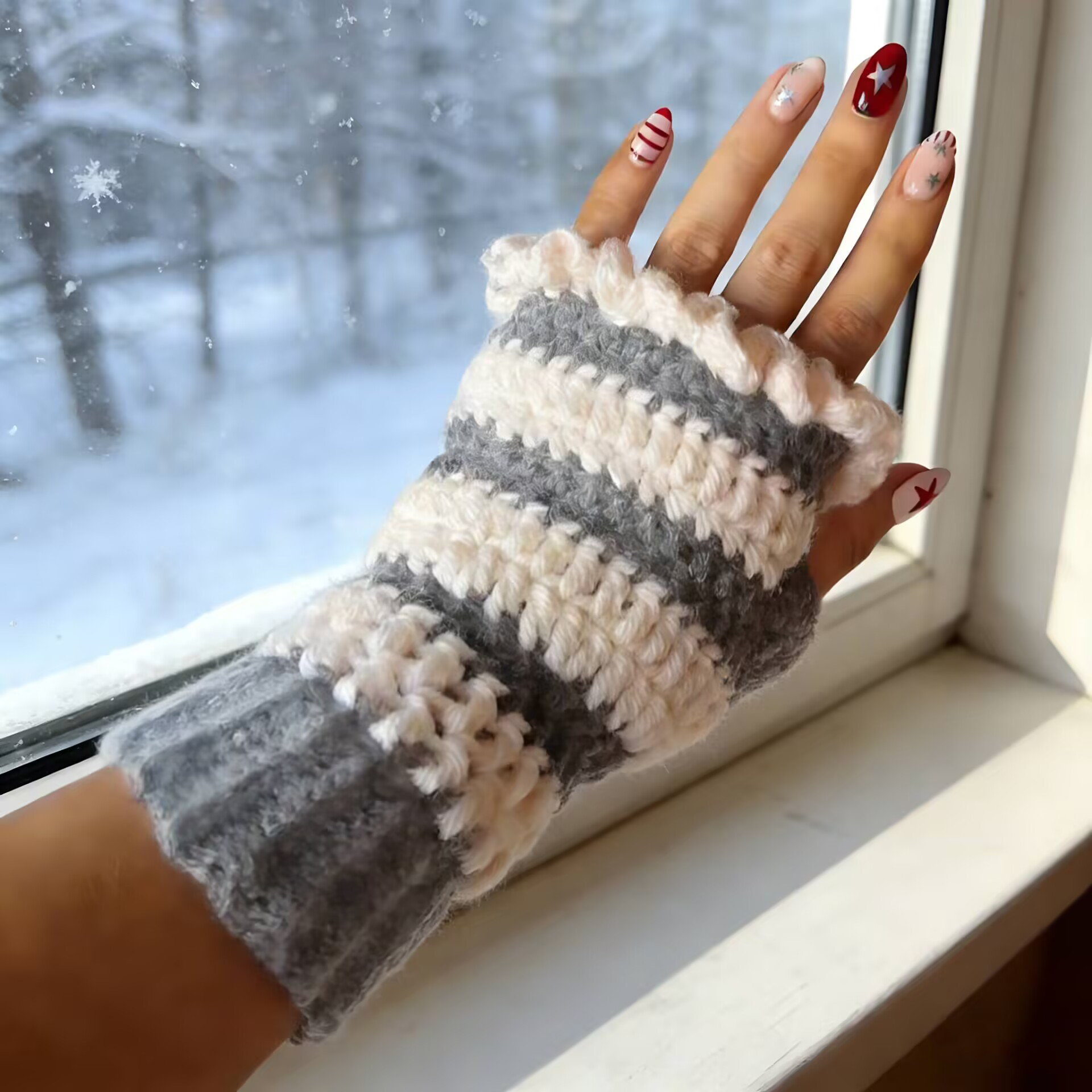 Hand-knitted gloves