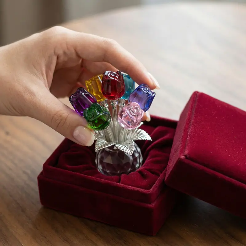 "Radiant Heart" K9 Crystal Eternal Flower Bouquet Ornament