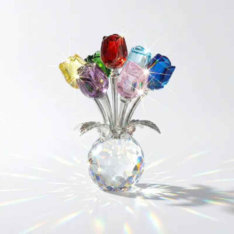 "Radiant Heart" K9 Crystal Eternal Flower Bouquet Ornament