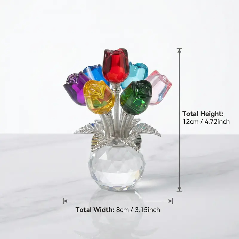 "Radiant Heart" K9 Crystal Eternal Flower Bouquet Ornament
