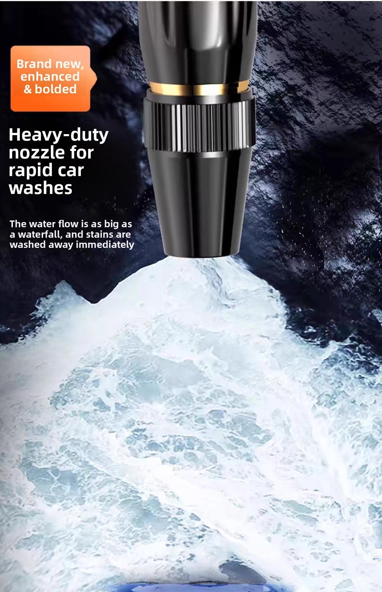 Home high-pressure car wash water gun with booster nozzle and hose, a must-have for watering plants and vegetables, and car washing.