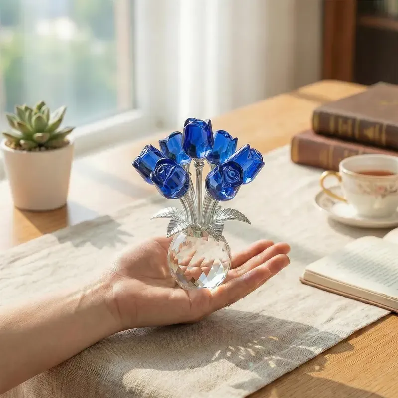 "Radiant Heart" K9 Crystal Eternal Flower Bouquet Ornament