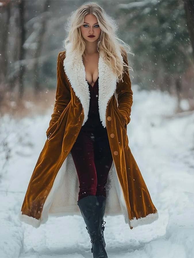 Women'S Casual Retro Fur Collar Hooded Jacket