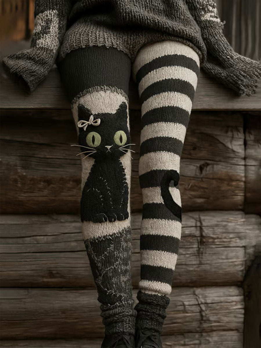 Women's Halloween Cat Print Casual Leggings