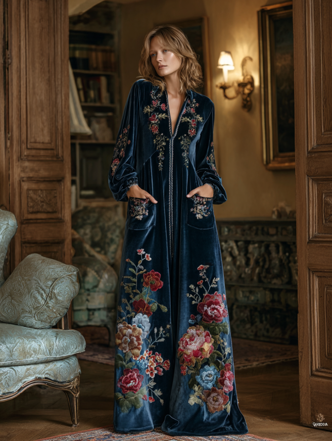 Autumn and winter elegant velvet robe