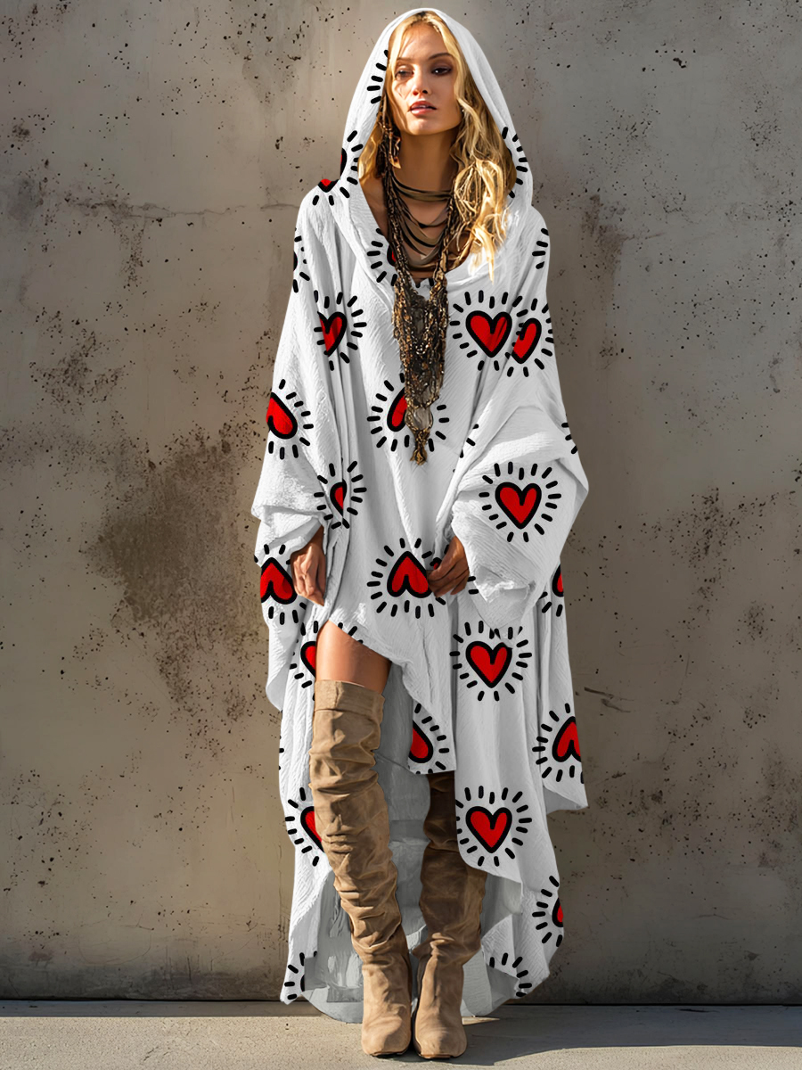 Women's autumn and winter cotton robe hooded smock dress