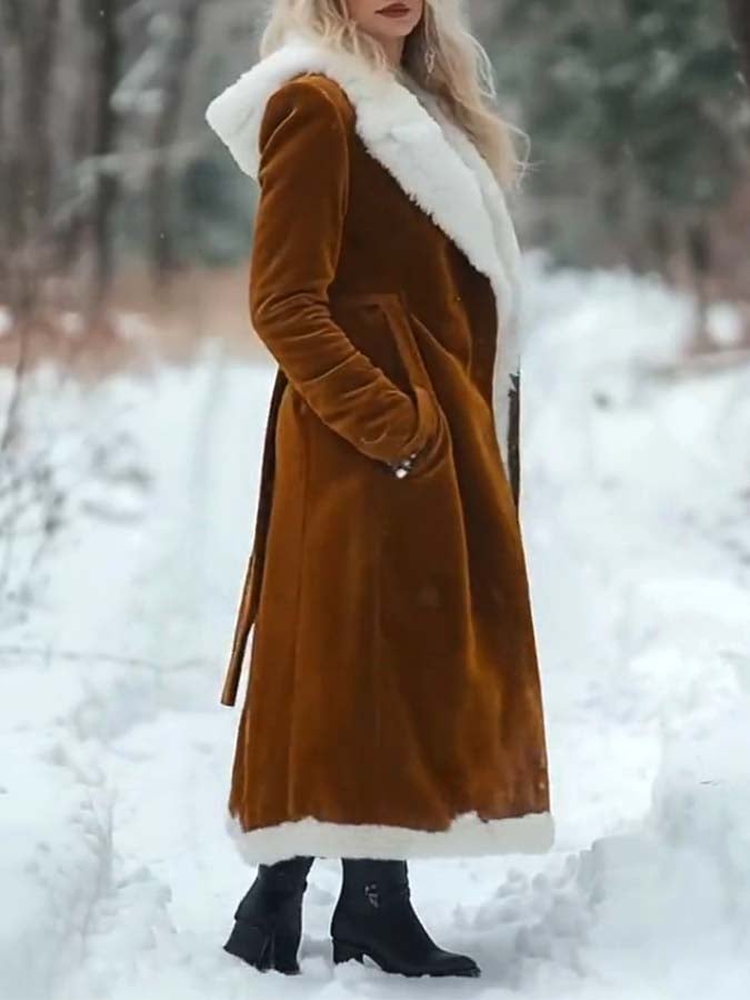 Women'S Casual Retro Fur Collar Hooded Jacket