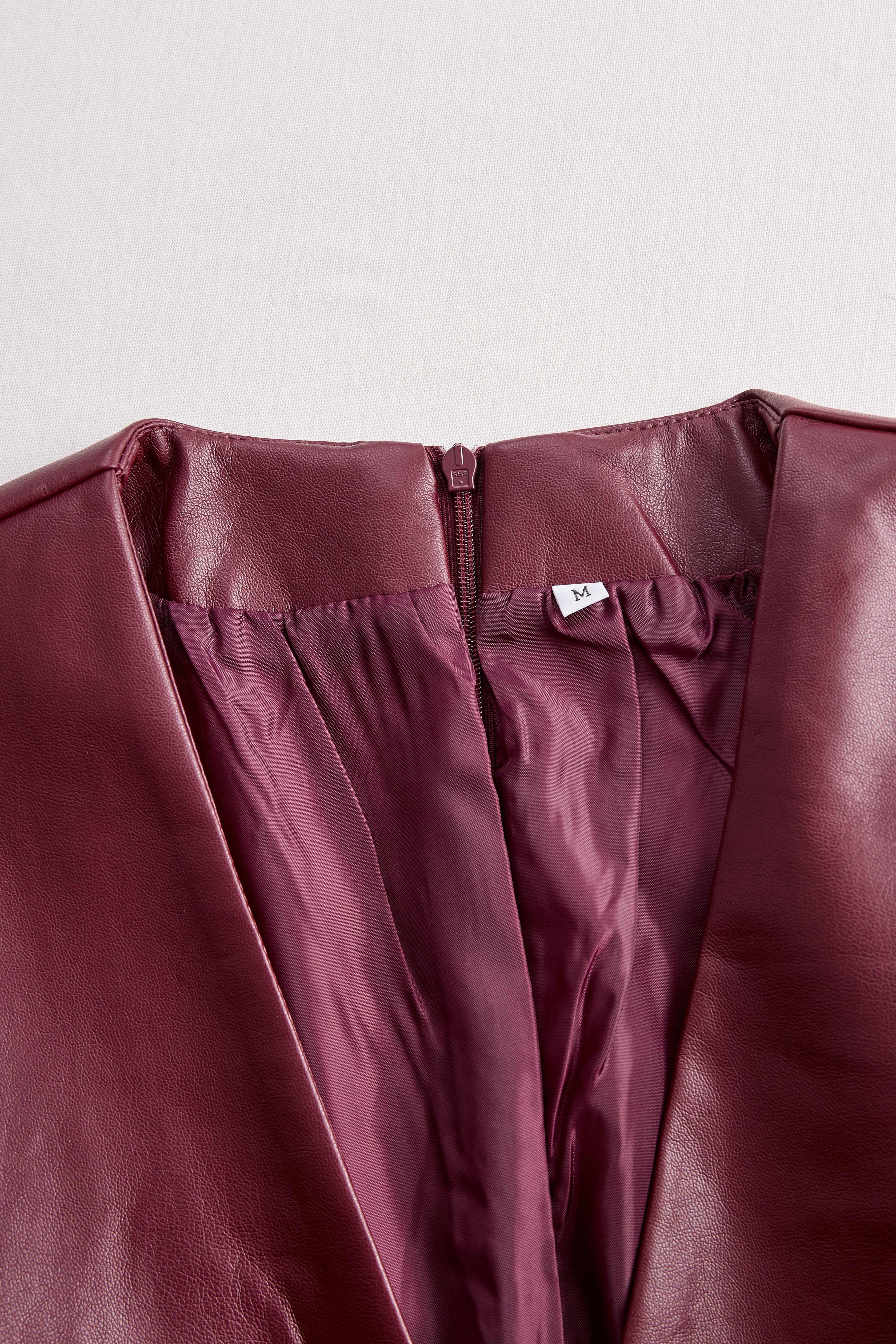 Chic Burgundy Leather Dress