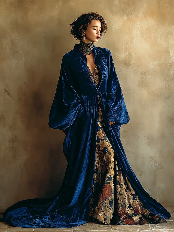 Ladies Plush Aristocratic Vintage Floral Robe