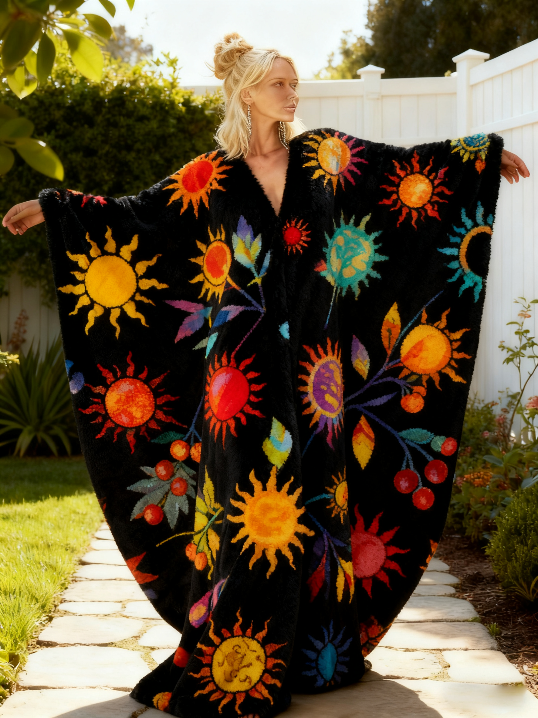 Women's Abstract Printed  V-Neck Plush Dress