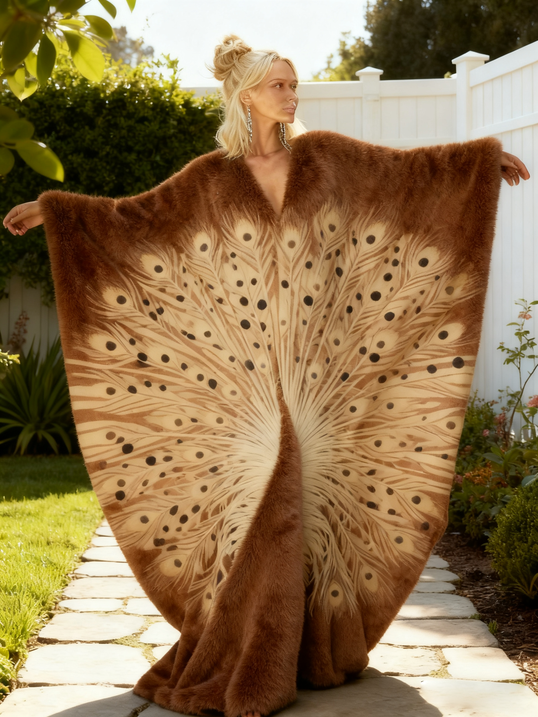 Women's Abstract Printed  V-Neck Plush Dress