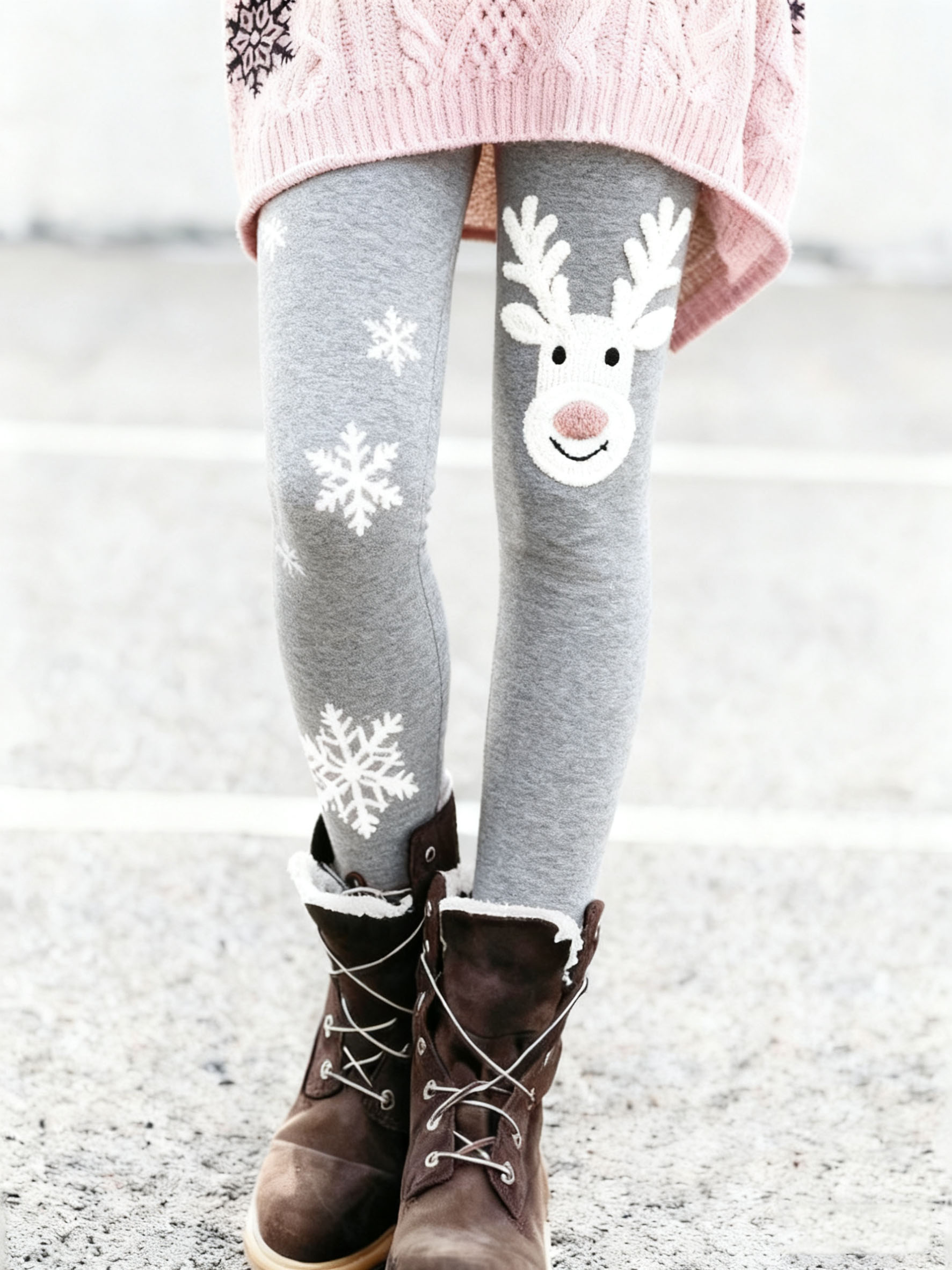 Women's Christmas Print Thermal Leggings-1107
