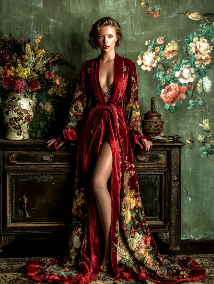 Women's Vintage Silvery Gown (belt Included)