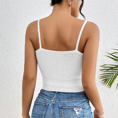 Simple and sexy midriff-baring vest for women with short suspenders