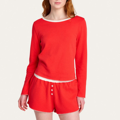 Red pajama shorts set