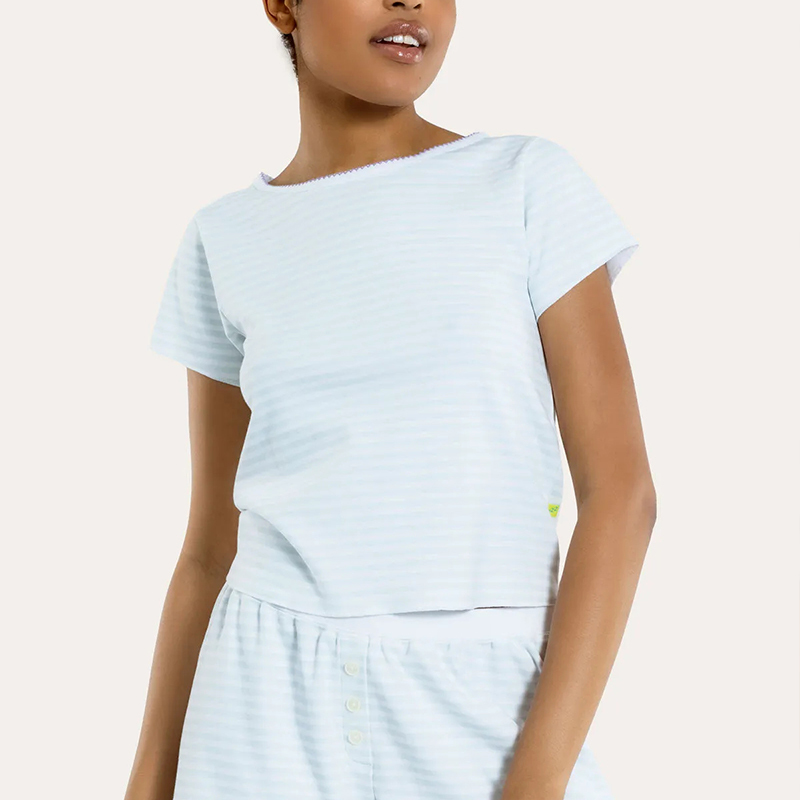 Denim Light Blue Striped Pajamas