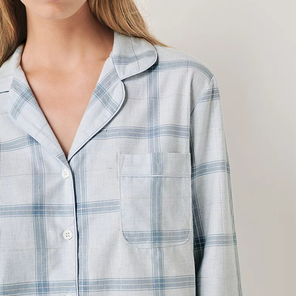 Brushed Cotton Sparkle Checked Pajama Set